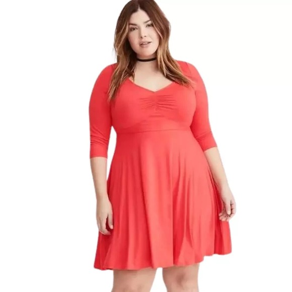 torrid Dresses & Skirts - NWT Torrid Sweetheart Jersey Skater Dress Red Mini Stretch Summer Plus Size 4X 4